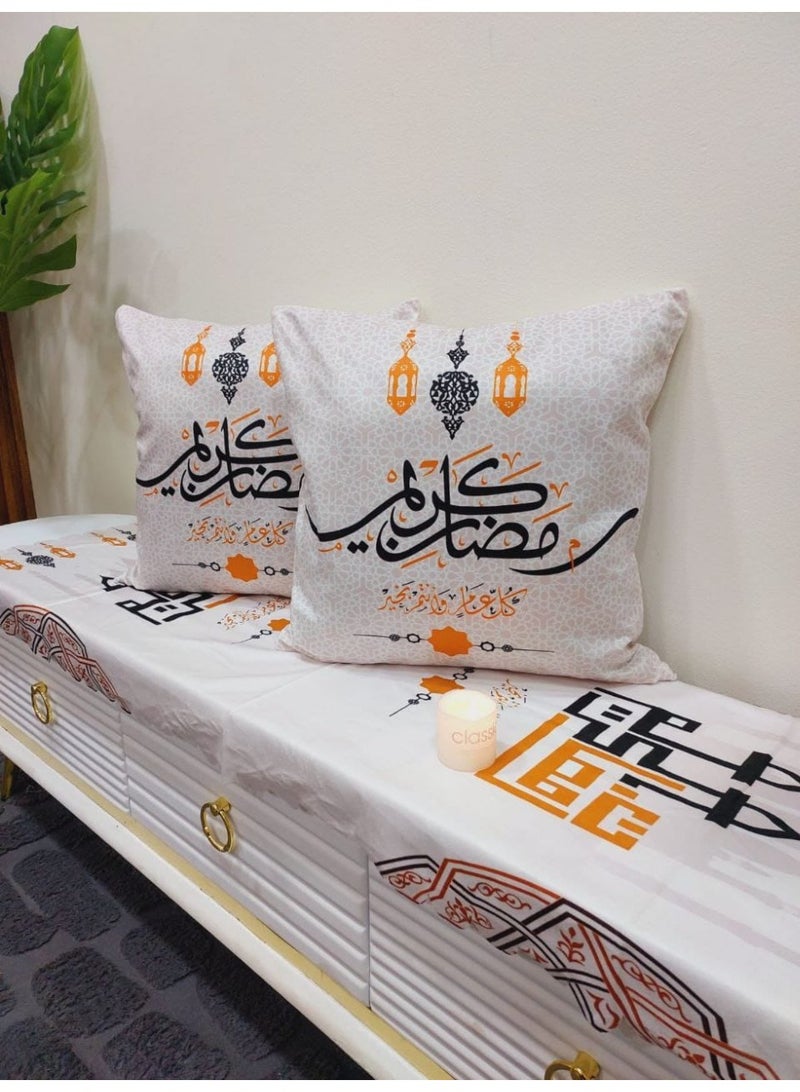 طقم رانر و2 كوشن رمضان رانر و2 كفر مخدة الرانر 140 سم والخدادية 40*40 سم